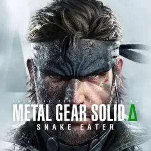 Jogo Metal Gear Solid Delta Snake Eater com personagem masculino com expressão intensa usando máscara e bandana, destaque em jogos de ação e stealth.